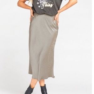 Show Me Your Mumu Maci Silk Striped Midi Skirt
